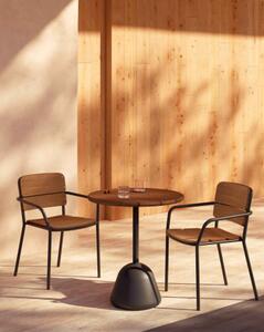 SAURA BLACK & WALNUT bistro stôl Kruh 75 x 70 x 70