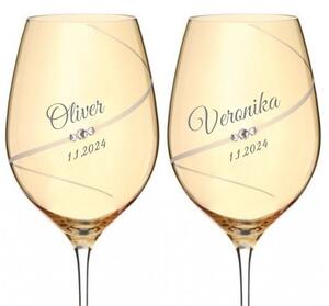 Dekorant Svadobné poháre na červené víno Silhouette City Amber s kryštálmi Swarovski 470 ml 2KS