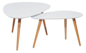 SADA PRÍRUČNÝCH STOLÍKOV, hnedá, biela, drevo, kompozitné drevo, 116-.75/66-43/45-39 cm Carryhome - Stolíky do obývačky