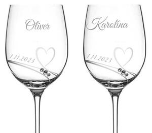 Dekorant Svadobné poháre na biele víno Romance s kamienkami Swarovski 330ml 2KS