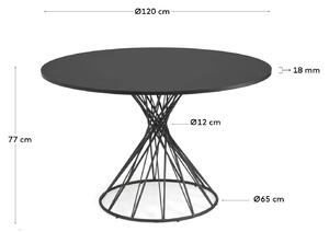MUZZA Jedálenský stôl tuni Ø 120 cm čierny