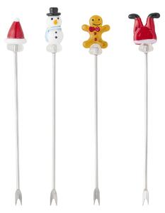 Koktejlová vidlička Feliz Red – set 4 ks