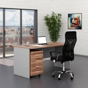 Zostava kancelárskeho nábytku SimpleOffice 1, 160 cm, orech vlašský / sivá