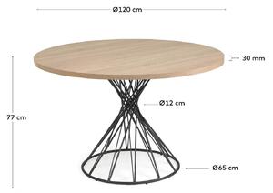 MUZZA Jedálenský stôl tuni Ø 120 cm prírodný