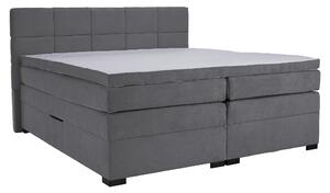 KONDELA Boxspringová pocketová posteľ, 200x200, sivá, APRIL