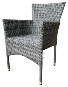 Autronic Záhradná stolička, kov, polyratan, sivá,AZC-S2118 GREY