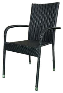 Autronic Záhradná stolička, kov, polyratan,čierna, A ZC-S2113 BK