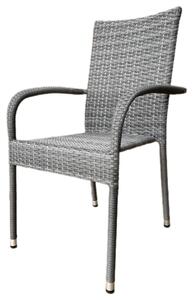 Autronic Záhradná stolička, kov, polyratan, sivá,AZ C-S2114 GREY