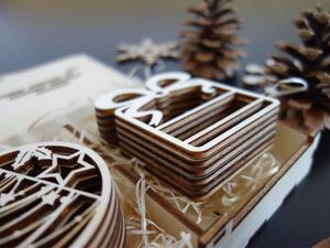 Vianočné ozdoby z dreva, 1 sada-12 kus MASLEN