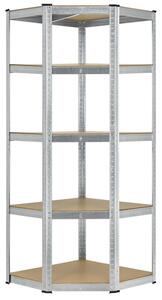 Rohový regál Basic 180x70x40 cm - strieborný