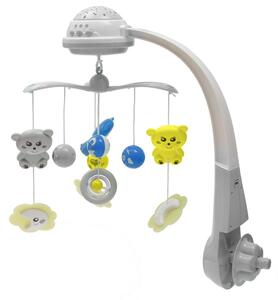 Kolotoč nad postieľku so svetelným projektorom Baby Mix sivý