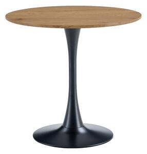 KONDELA Jedálenský stôl, dub/čierna, priemer 80 cm, REVENTON NEW