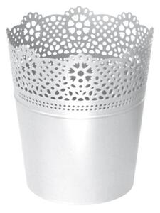 Prosperplast Kvetináč s čipkou Lace biely, variant 18 cm
