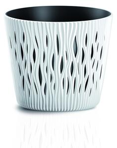 Prosperplast Kvetináč s vložkou Sandy Round biely, variant 15,8 cm
