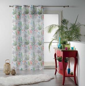 Záclona s exotickými kvetmi Paradizio – biela 140x240cm