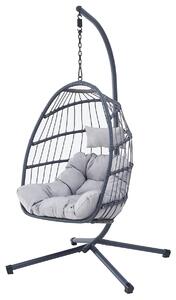 Autronic Závesné kreslo, kov, polyratan, sivá,AZ-V 1269GREY