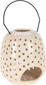 Keramický lampáš Dots krémová, 15 x 23 cm