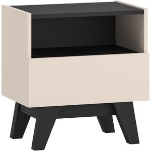 MEBLINE Nočný stolík SABLE 06 kašmír / čierna