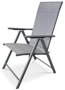 Autronic Záhradná stolička, kov, textil, sivá,AZC-S1 116 GREY