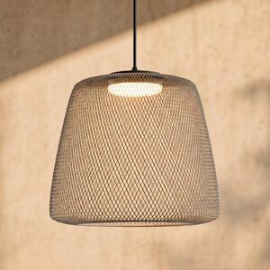 LED závesné svietidlo Lucande Korvyn, kamennosivá, Ø 50 cm, s funkciou, Hliník / sivá / zinok, kov, Dizajn, Závesné svietidlo