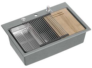 Granitový drez MARC 110 WORKSTATION Grey Metallic