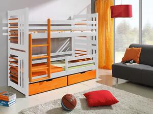 Patrová detská posteľ Roy, 90x200cm, biela/oranžova