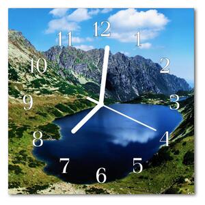 Nástenné sklenené hodiny Jazero hory 30x30 cm