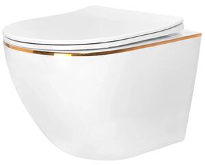 Závesné WC Rea Carlo Tornado Rimless Flat GOLD EDGE