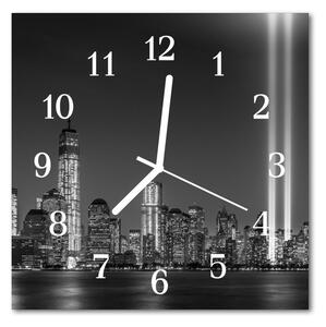 Nástenné sklenené hodiny Čierne a biele mesto 30x30 cm