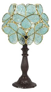 Tiffany lampa stolná KVIETKY GREEN