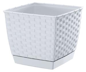 Prosperplast Ratolla Square biely kvetináč, variant 22 cm