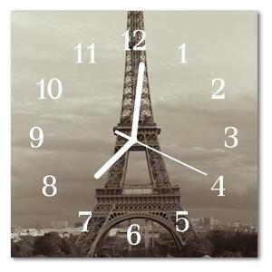 Nástenné sklenené hodiny Eiffelova veža 30x30 cm