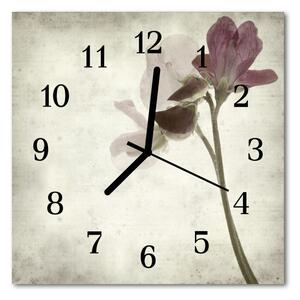Sklenené hodiny štvorcové Vintage kvetina 30x30 cm
