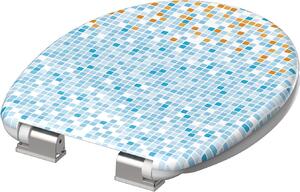 Duroplastové WC sedátko so spomaľovacím mechanizmom SOFT-CLOSE MOSAIC Modrá/oranžová ED82119
