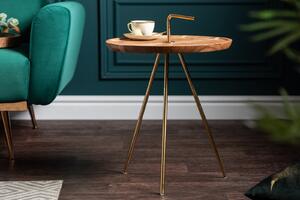 Príručný stolík CLEVO 41 cm - prírodná, zlatá