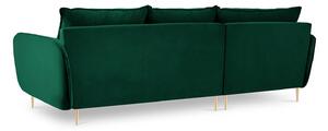 Zelená Rohová zamatová päťmiestna pohovka Florence – ľavý roh 255 × 170 × 95 cm COSMOPOLITAN DESIGN