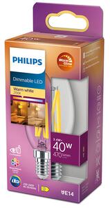 Philips 8719514324213 LED žiarovka E14 3,4W/40W 470lm 2200-2700K B35 sviečka filament WarmGlow Dimmable