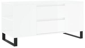 Konferenčný stolík lesklý biely 102x44,5x50 cm kompozitné drevo