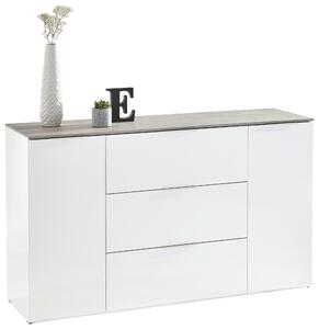 ŠIROKÁ KOMODA, sivá, biela s vysokým leskom, 159,6/93,50/45 cm Carryhome - Komody
