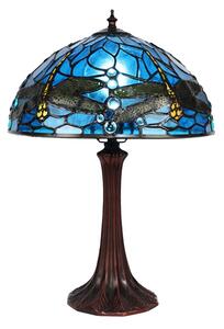Stolová tiffany vitrážová lampa TYRKYS VÁŽKA Ø 31*43 CM E27/MAX 1*40W