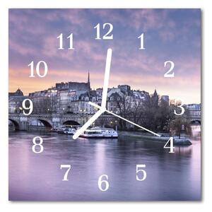 Nástenné sklenené hodiny Mesto rieky 30x30 cm