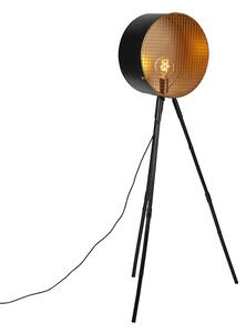 Vintage stojaca lampa na bambusovom statíve čierna so zlatom - hlaveň