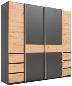 ŠATNÍKOVÁ SKRIŇA, grafitová, dub artisan, 215/211/60 cm Carryhome - Skrine