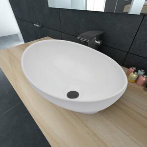 Luxusné keramické umývadlo, oválne, biele 40x33 cm