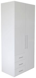 SKRIŇA S OTOČNÝMI DVERAMI, biela s vysokým leskom, biela, 98/218,6/59,4 cm Xora - Skrine