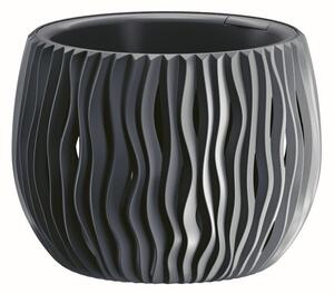 Prosperplast Okrúhly kvetináč s vkladom- Sandy tmavosivý, variant 18 cm