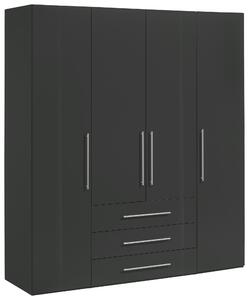 SKRIŇA S OTOČNÝMI DVERAMI, antracitová s vysokým leskom, antracitová, 195,5/218,6/59,5 cm Xora - Skrine