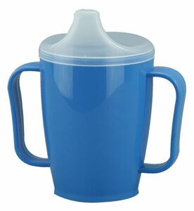 Hrnček s pítkom s dvoma viečkami 250 ml, modrá