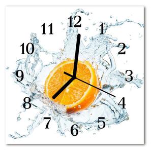 Nástenné sklenené hodiny Oranžová voda 30x30 cm