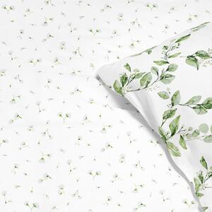 Goldea bavlnené posteľné obliečky - eukalyptové lístky s drobnými kvetinkami 140 x 200 a 70 x 90 cm